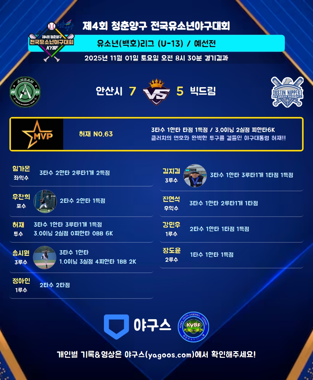 인스타그램 공유용 경기결과 이미지